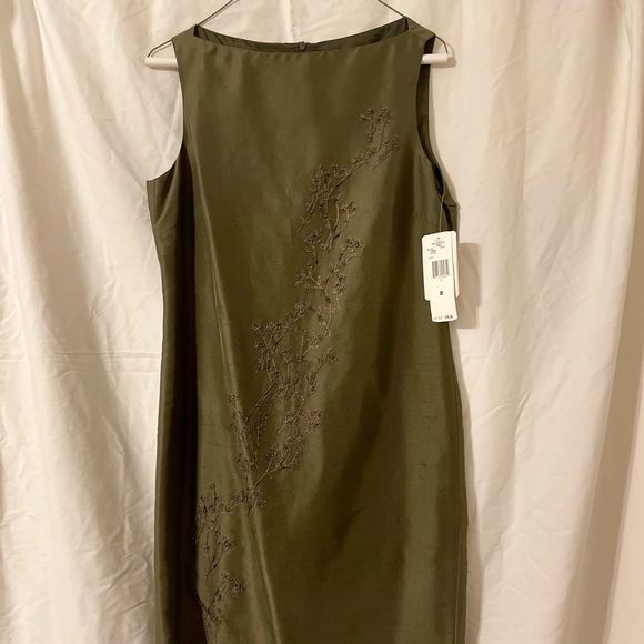 Evan Picone Dresses & Skirts - Olive green silk beaded dress